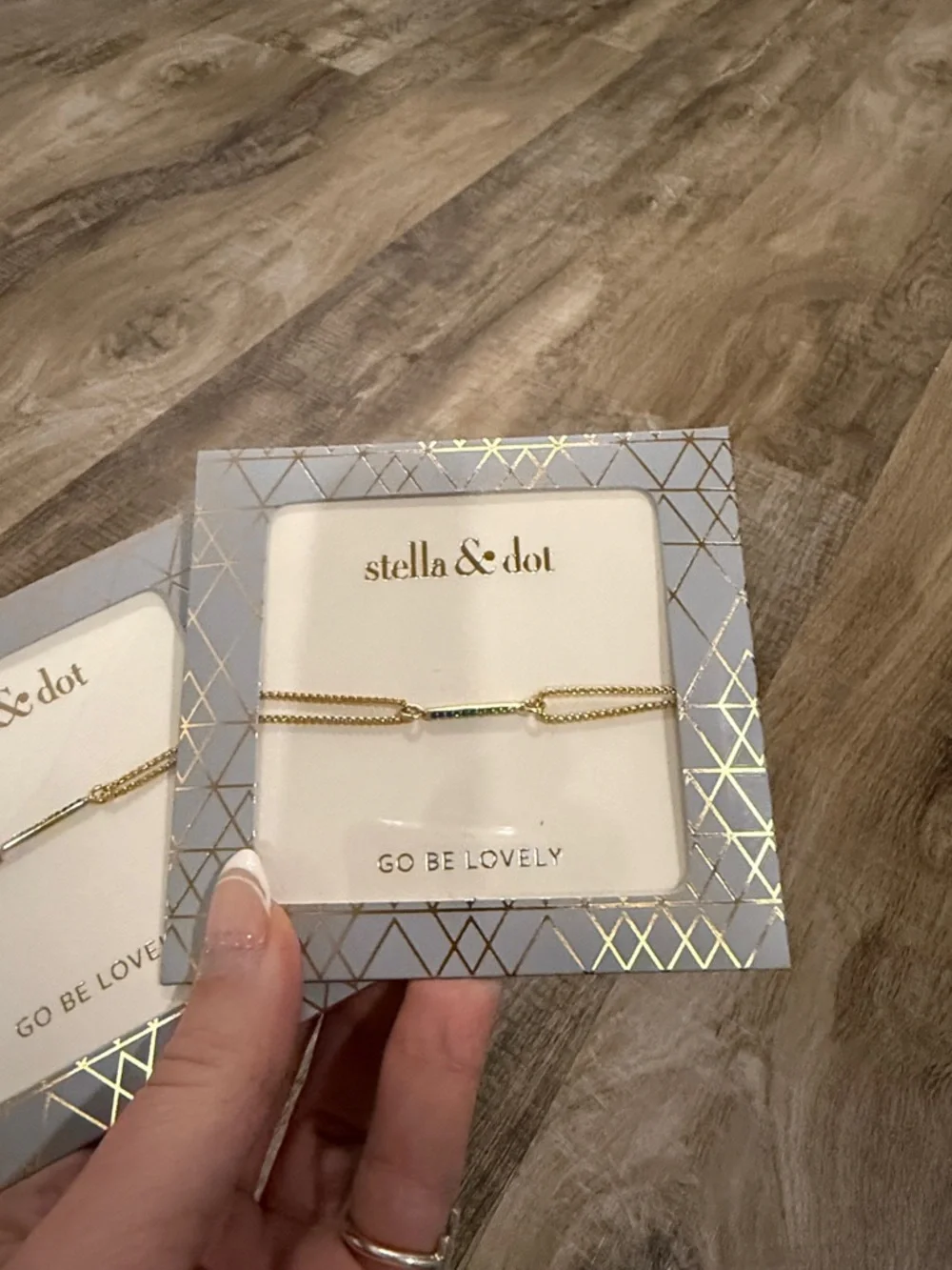 Stella & Dot Gold Double Delicate Chain Bracelet Set